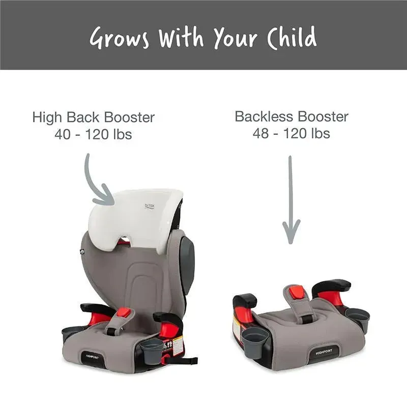 Britax - Highpoint 2-Stage Belt Positioning Booster Car Seat, Gray Ombre - Image 9