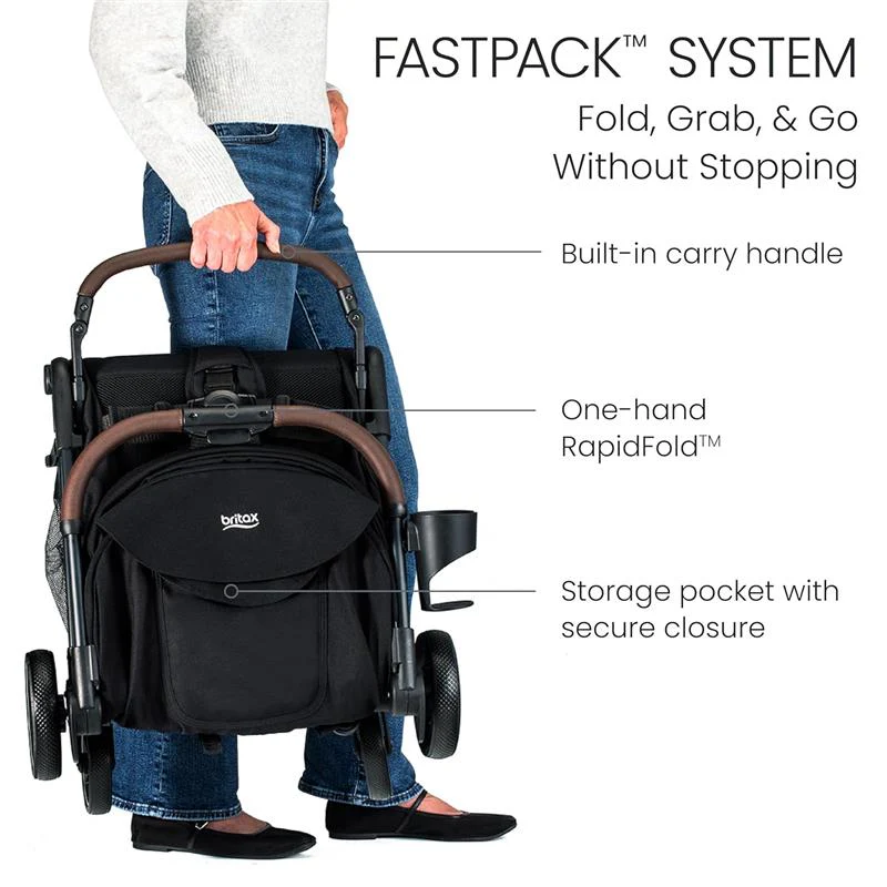 Britax - Juniper Compact On-The-Go Stroller, Raven Black - Image 4
