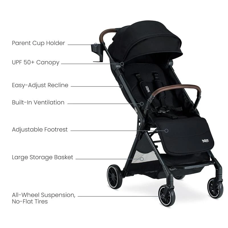 Britax - Juniper Compact On-The-Go Stroller, Raven Black - Image 9