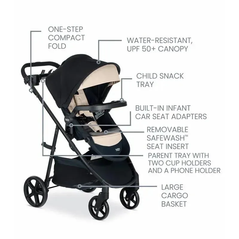 Britax Willow Brook S + Travel System with Alpine Anti-Rebound Base - Sand Onyx - Image 4