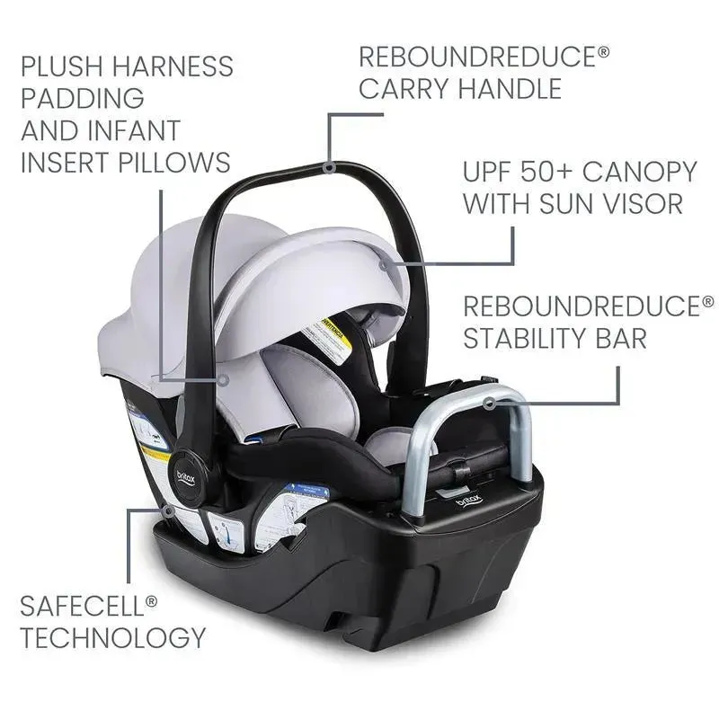 Britax - Willow S Infant Car Seat with Alpine Anti-Rebound Base, Glacier Onyx - Image 3