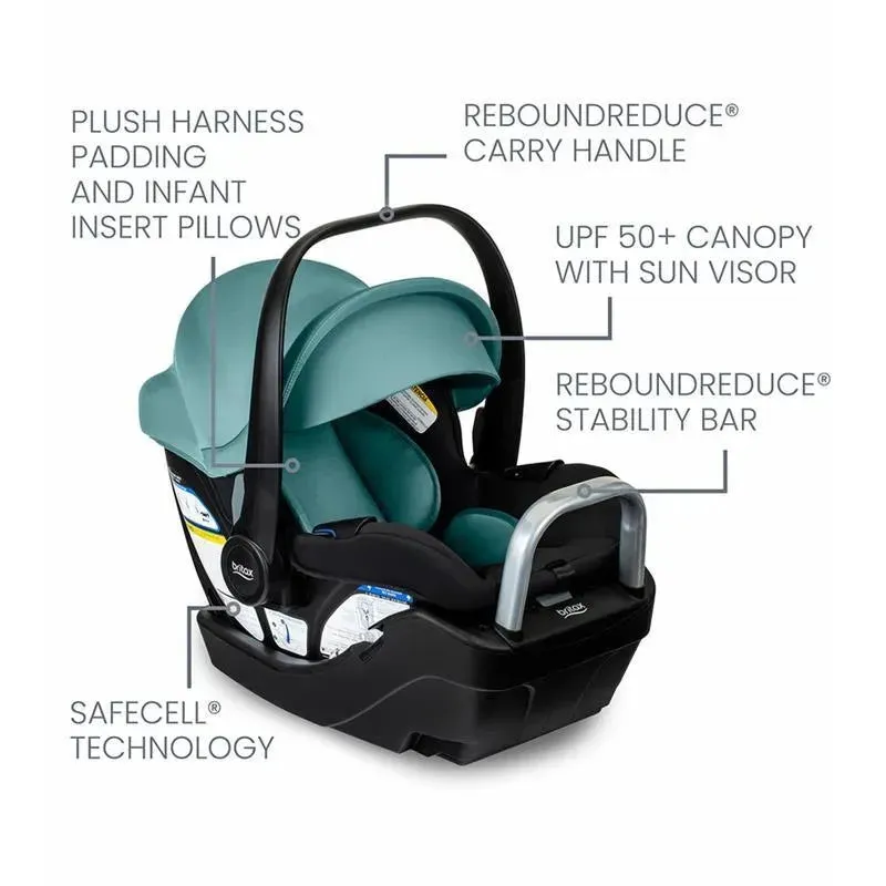 Britax - Willow S Infant Car Seat with Alpine Anti-Rebound Base, Jade Onyx - Image 3