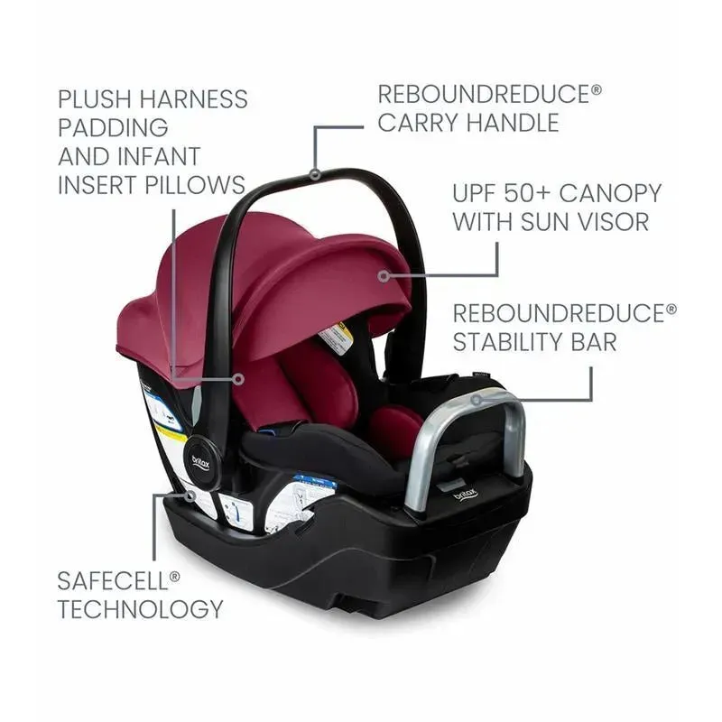Britax - Willow S Infant Car Seat with Alpine Anti-Rebound Base, Ruby Onyx - Image 3