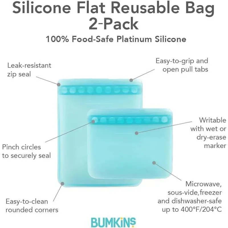 Bumkins - 2Pk Silicone Flat Reusable Bag, Lavender - Image 4