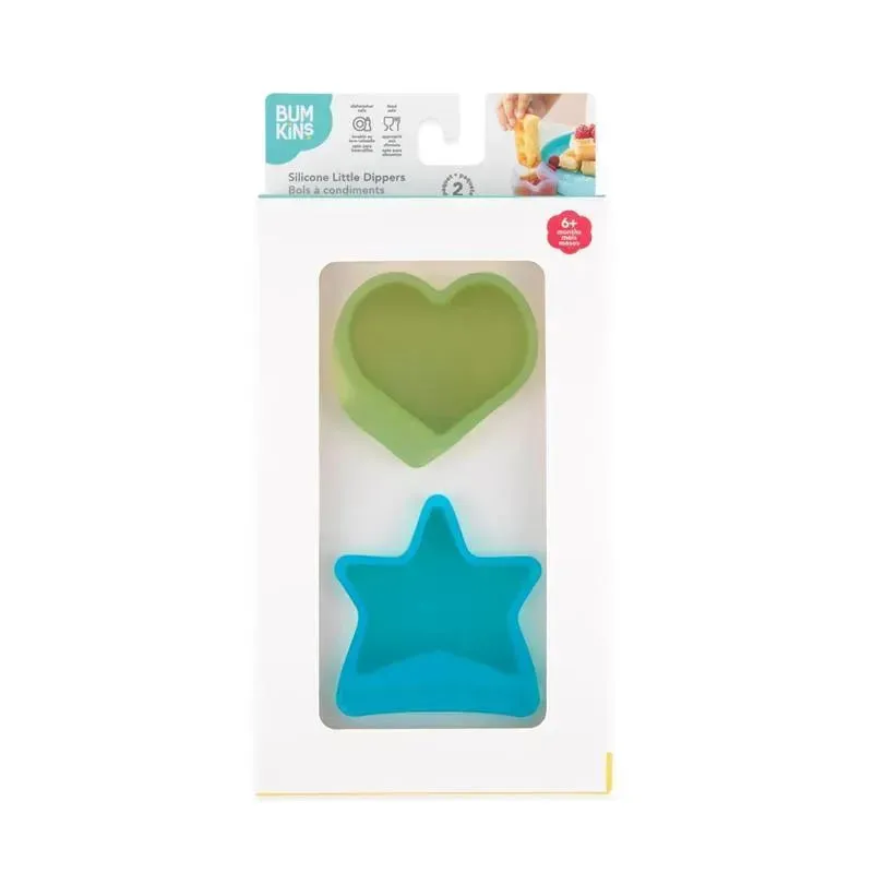Bumkins - Baby Silicone Little Dippers, Attaches to Bowls, Dishes and Plates, 2 Pack, Aqua Jelly - Image 3
