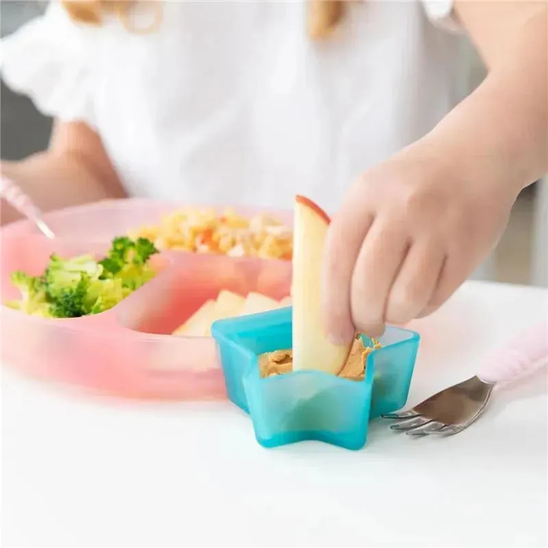 Bumkins - Baby Silicone Little Dippers, Attaches to Bowls, Dishes and Plates, 2 Pack, Aqua Jelly - Image 4