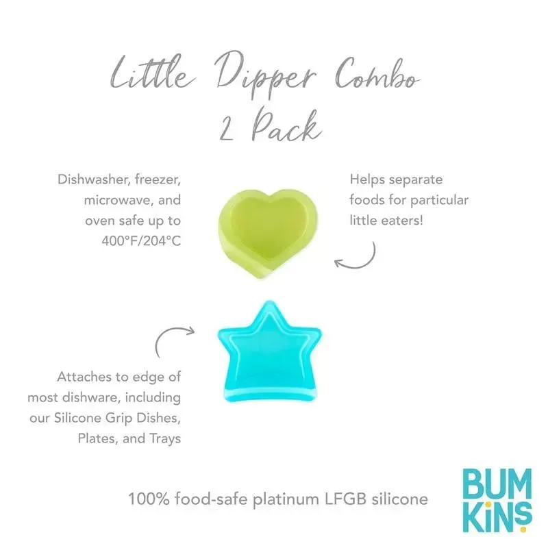 Bumkins - Baby Silicone Little Dippers, Attaches to Bowls, Dishes and Plates, 2 Pack, Aqua Jelly - Image 6