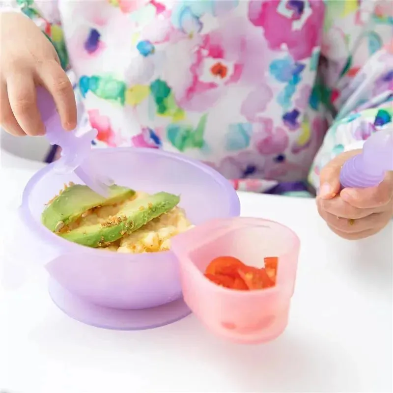 Bumkins - Baby Silicone Little Dippers, Attaches to Bowls, Dishes and Plates, 2 Pack, Magenta Jelly - Image 5