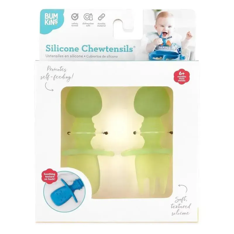 Bumkins - Baby Utensils Set, Chewtensils Silicone, Green Jelly - Image 5
