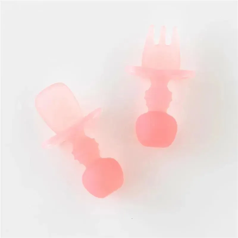 Bumkins - Baby Utensils Set, Chewtensils Silicone, Pink Jelly - Image 2