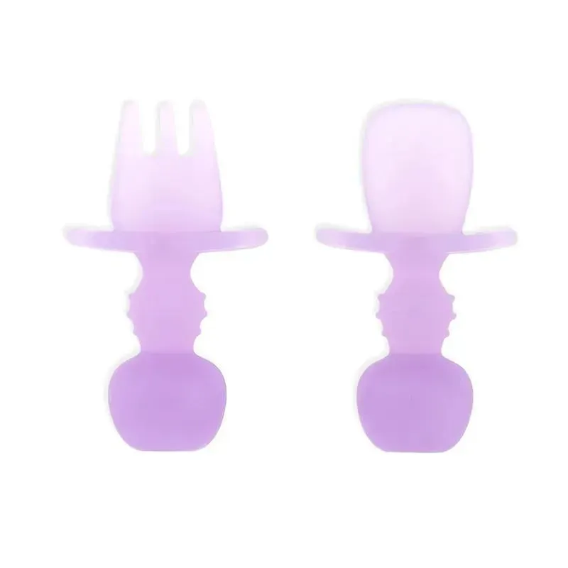 Bumkins - Baby Utensils Set, Chewtensils Silicone, Purple Jelly