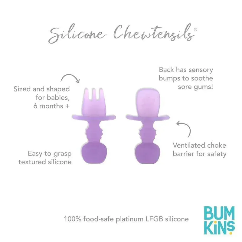 Bumkins - Baby Utensils Set, Chewtensils Silicone, Purple Jelly - Image 3