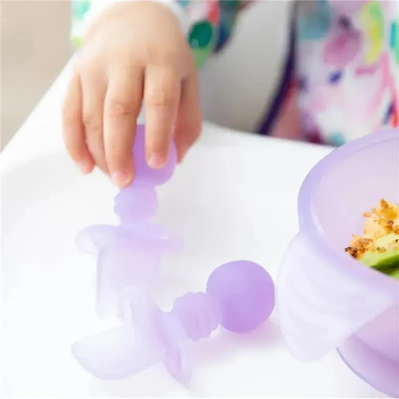 Bumkins - Baby Utensils Set, Chewtensils Silicone, Purple Jelly - Image 5