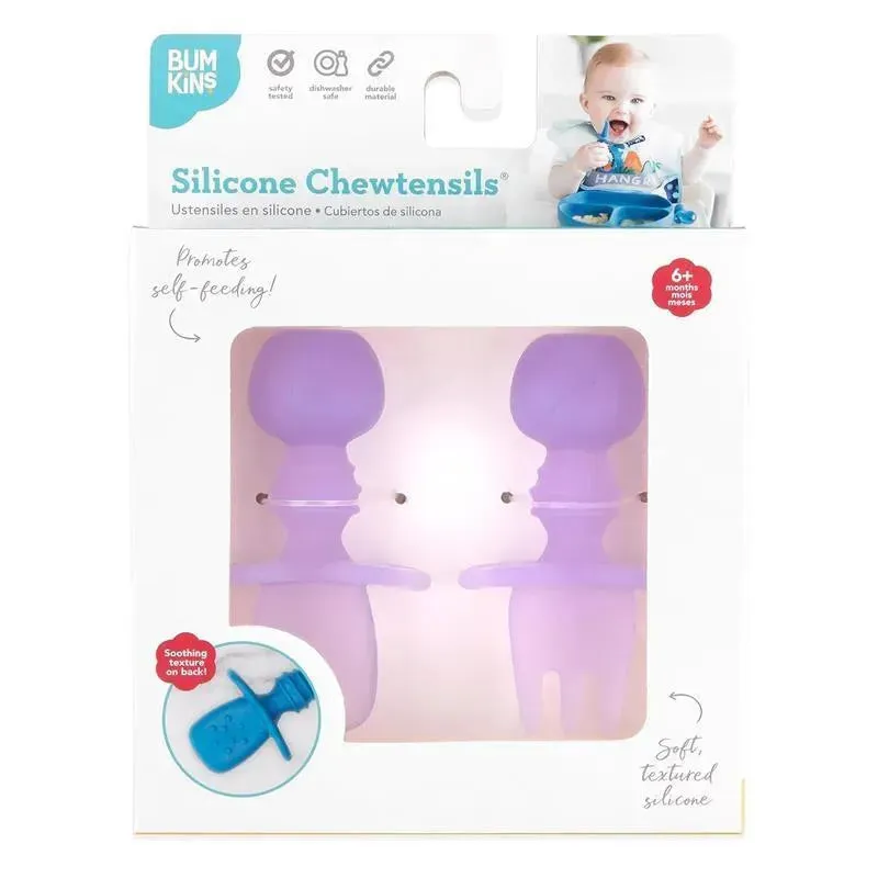 Bumkins - Baby Utensils Set, Chewtensils Silicone, Purple Jelly - Image 6