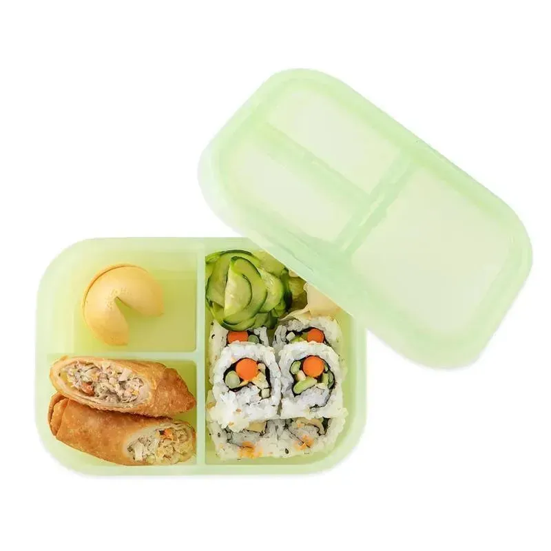 Bumkins - Bumkins Snack/Lunch Bento Box, 3 Compartment Container, Green Jelly