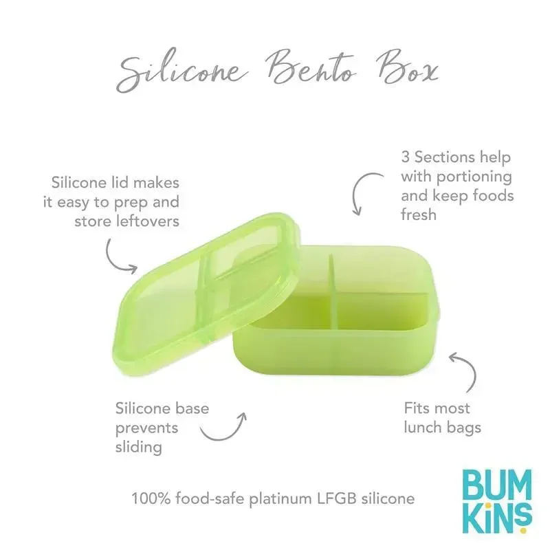Bumkins - Bumkins Snack/Lunch Bento Box, 3 Compartment Container, Green Jelly - Image 2