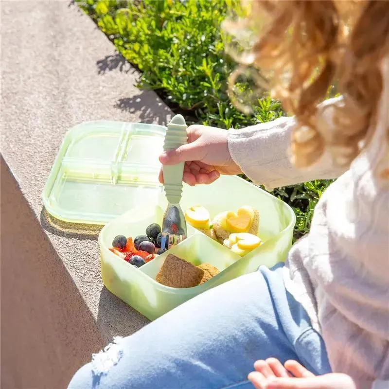 Bumkins - Bumkins Snack/Lunch Bento Box, 3 Compartment Container, Green Jelly - Image 4