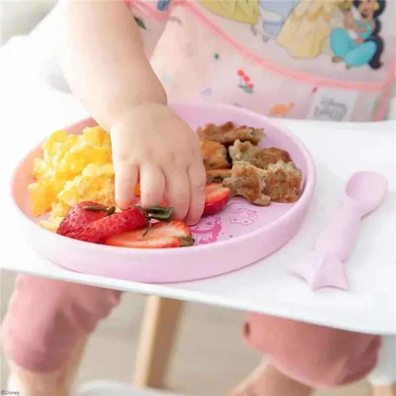Bumkins - Disney Baby and Toddler Silicone Plate and Spoon Set, 6 Months Up, Princess - Image 5