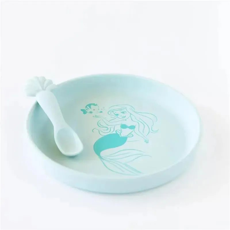 Bumkins - Disney Baby and Toddler Silicone Plate and Spoon Set, 6 Months Up, Princess Ariel - Image 3