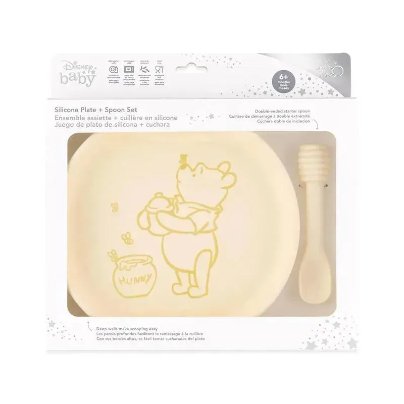 Bumkins - Disney Baby and Toddler Silicone Plate and Spoon Set, 6 Months Up, Winnie The Pooh - Image 4