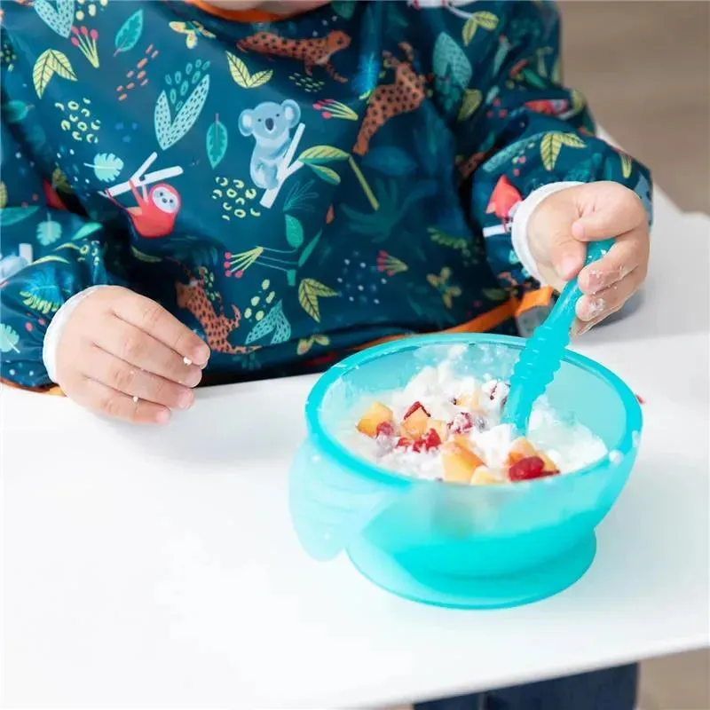 Bumkins - Silicone Feeding Set with Suction for Baby and Toddler, Blue Jelly - Image 5