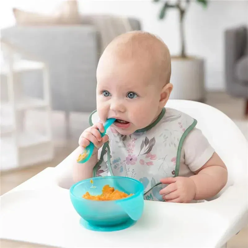 Bumkins - Silicone Feeding Set with Suction for Baby and Toddler, Blue Jelly - Image 6