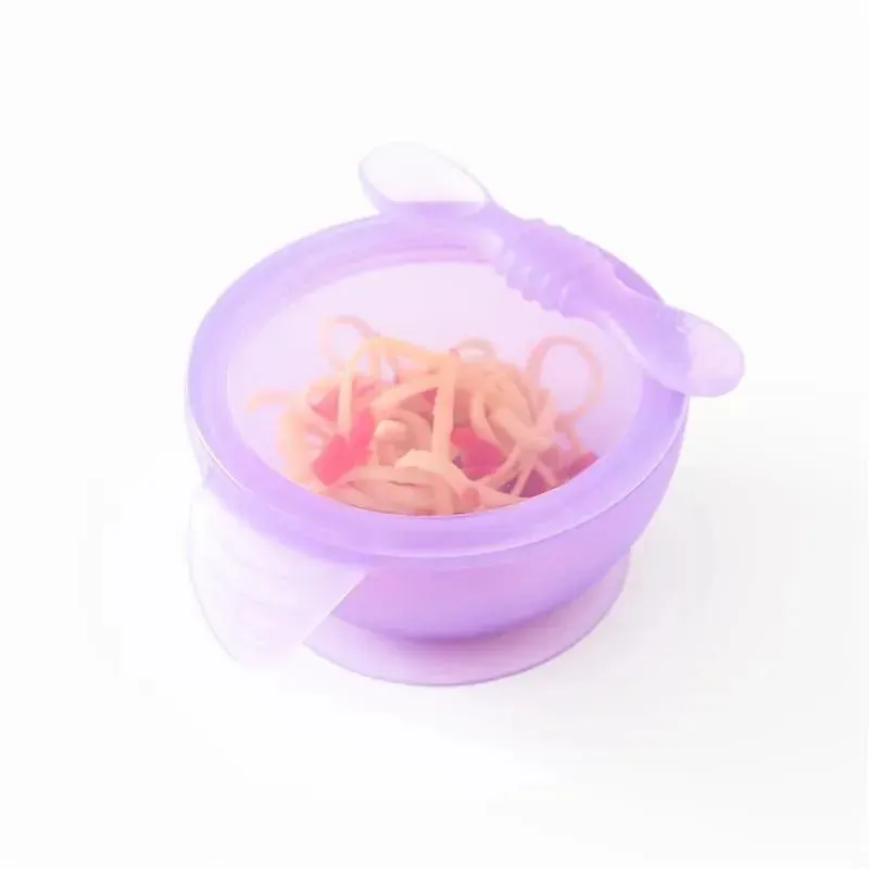 Bumkins - Silicone Feeding Set with Suction for Baby and Toddler, Purple Jelly - Image 2