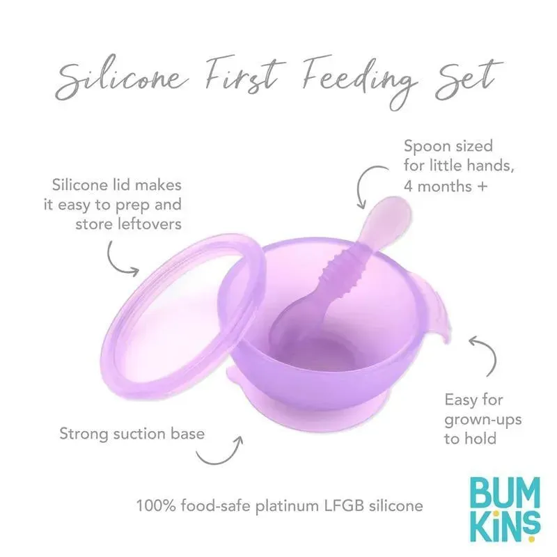Bumkins - Silicone Feeding Set with Suction for Baby and Toddler, Purple Jelly - Image 3