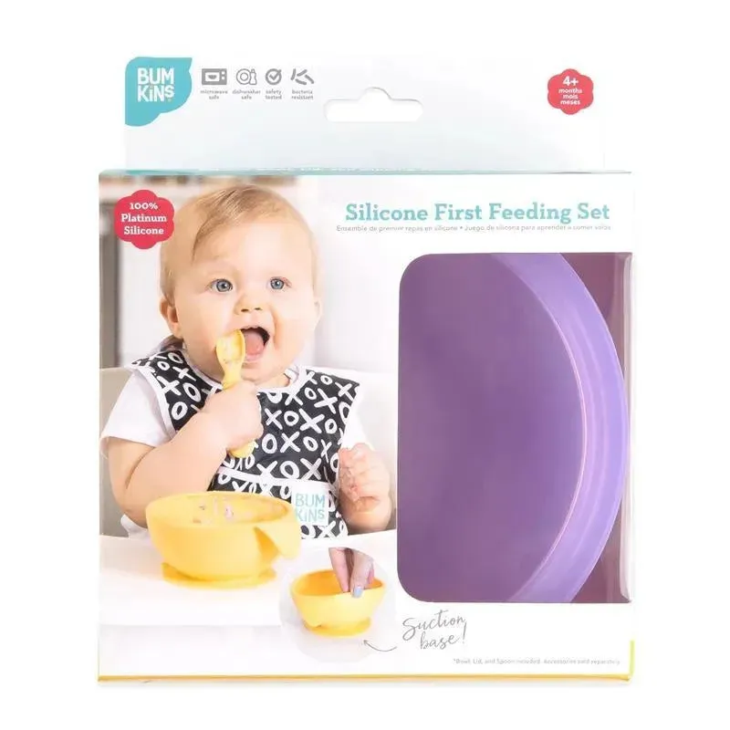 Bumkins - Silicone Feeding Set with Suction for Baby and Toddler, Purple Jelly - Image 4