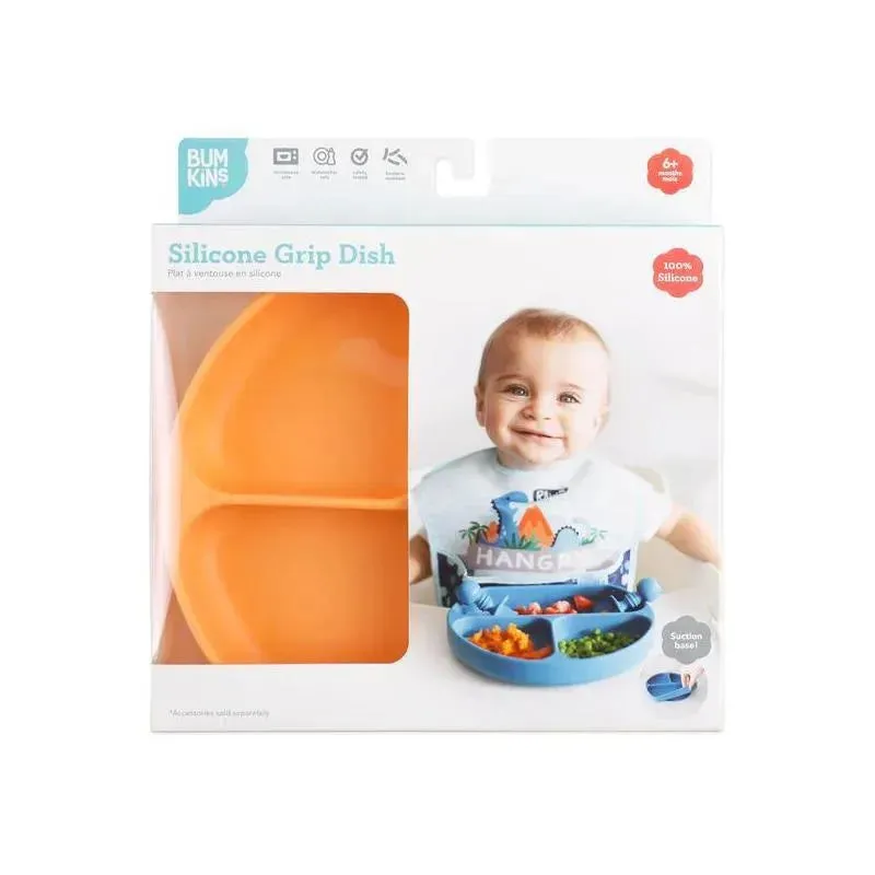 Bumkins - Silicone Grip Dish - Baby plate - Tangerine - Image 2