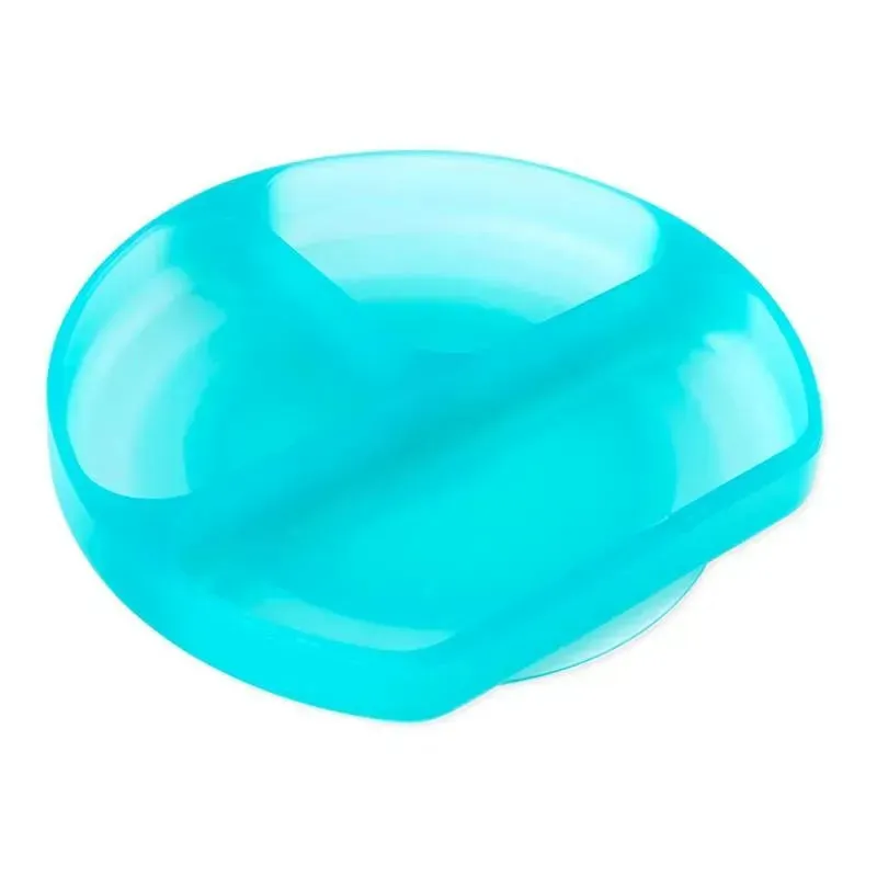 Bumkins - Toddler and Baby Suction Plate, Silicone Divided Grip Dish, Blue Jelly