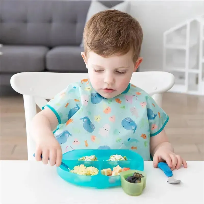 Bumkins - Toddler and Baby Suction Plate, Silicone Divided Grip Dish, Blue Jelly - Image 4