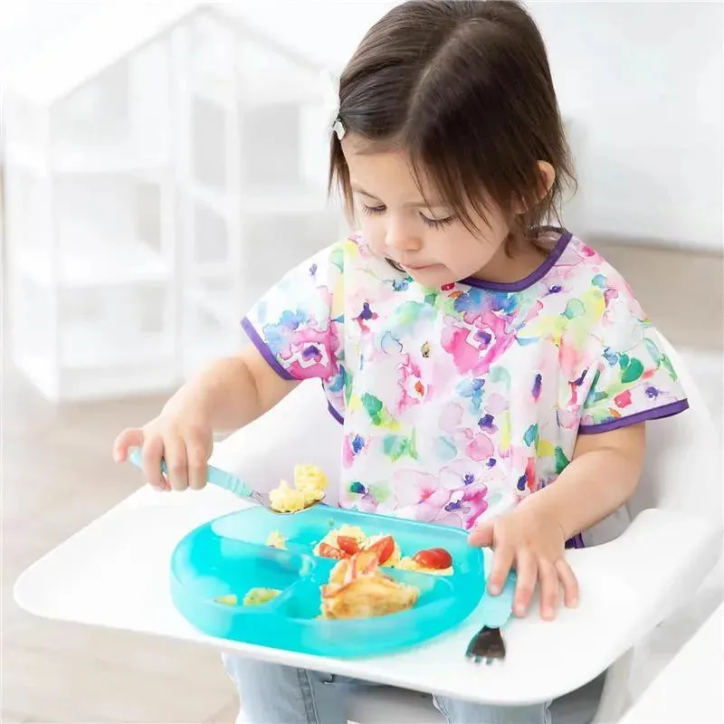 Bumkins - Toddler and Baby Suction Plate, Silicone Divided Grip Dish, Blue Jelly - Image 6