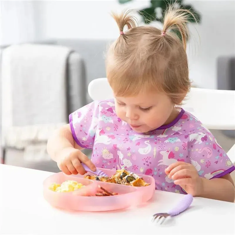 Bumkins - Toddler and Baby Suction Plate, Silicone Divided Grip Dish, Pink Jelly - Image 4