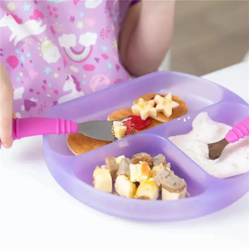 Bumkins - Toddler and Baby Suction Plate, Silicone Divided Grip Dish, Purple Jelly - Image 5