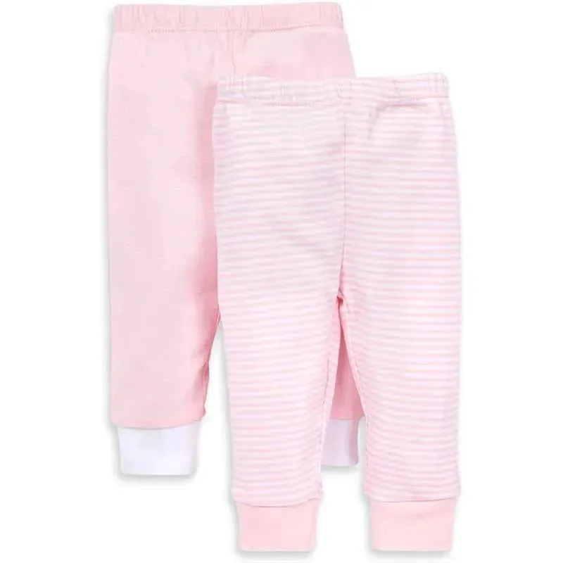 Burts Bees - 2Pk Baby Knit Jogger Pants, Stripe Blossom