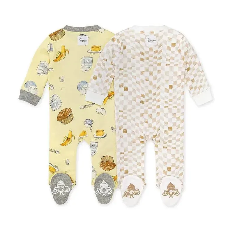 Burts Bees - 2Pk Banana Muffin Recipe & Wavy Check Sleep & Play, Lemonade - Image 2