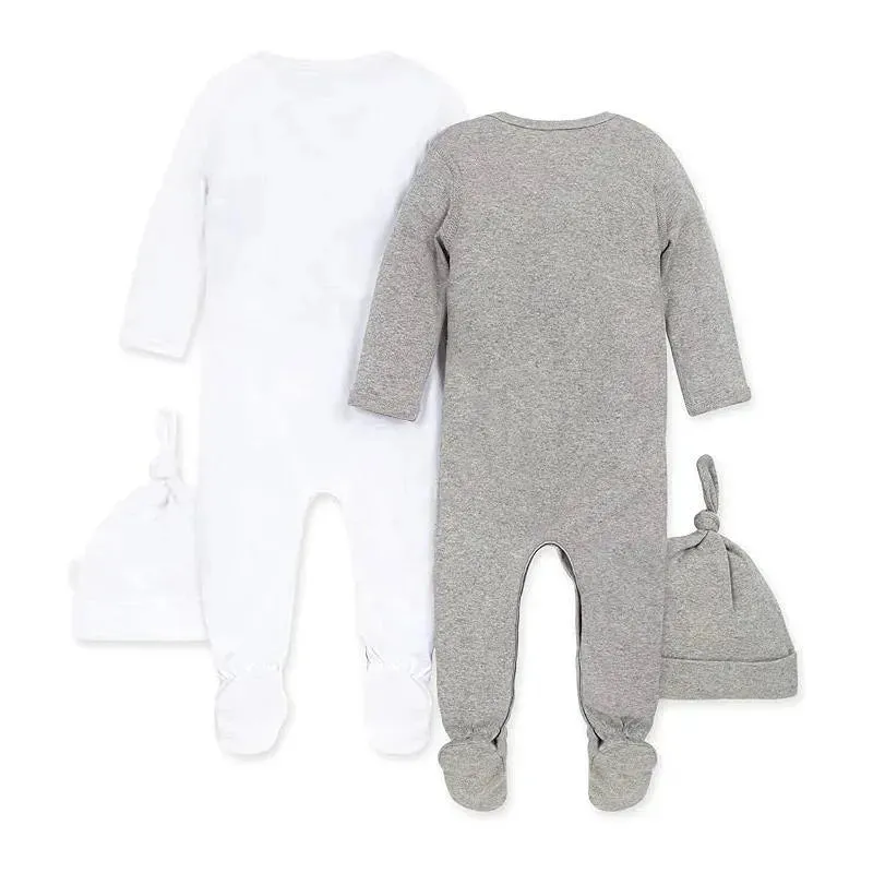 Burts Bees - 2Pk Coveralls & Knot Top Hats, Heather Grey - Image 4