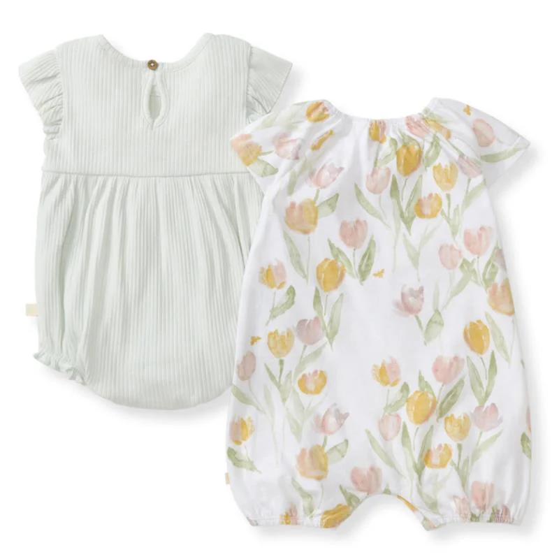 Burts Bees 2Pk Tulip Field Bubble Romper Set - Image 3