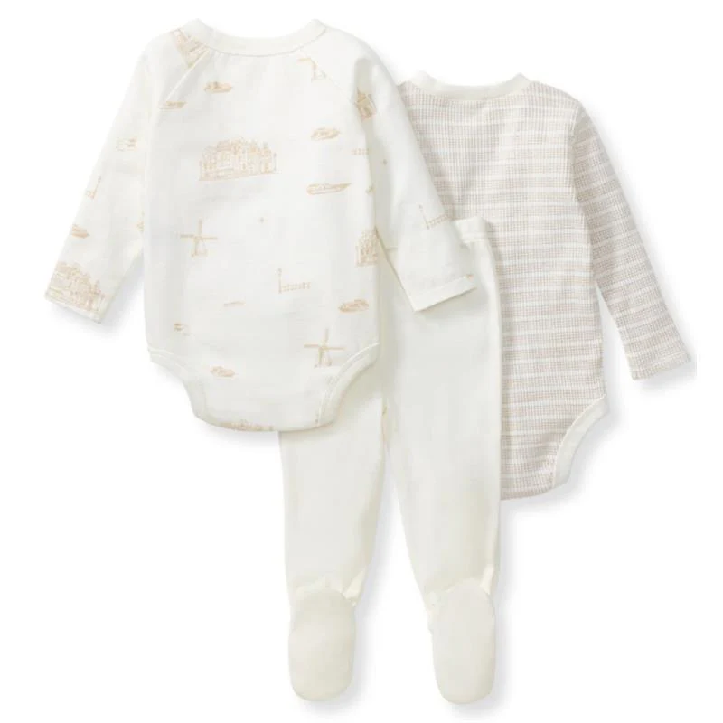 Burts Bees - 3Pk Amsterdam Bodysuit & Pant Set Eggshell - Image 2