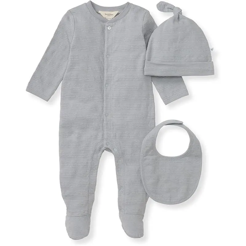 Burts Bees - 3Pk Jumpsuit, Hat & Bib Set, Quarry