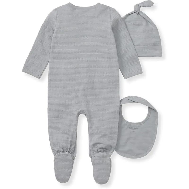 Burts Bees - 3Pk Jumpsuit, Hat & Bib Set, Quarry - Image 2