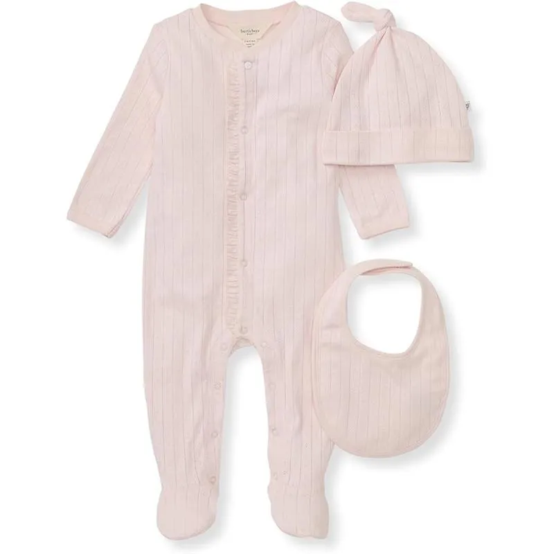 Burts Bees - 3Pk Jumpsuit, Hat & Bib Set, Ranunculus