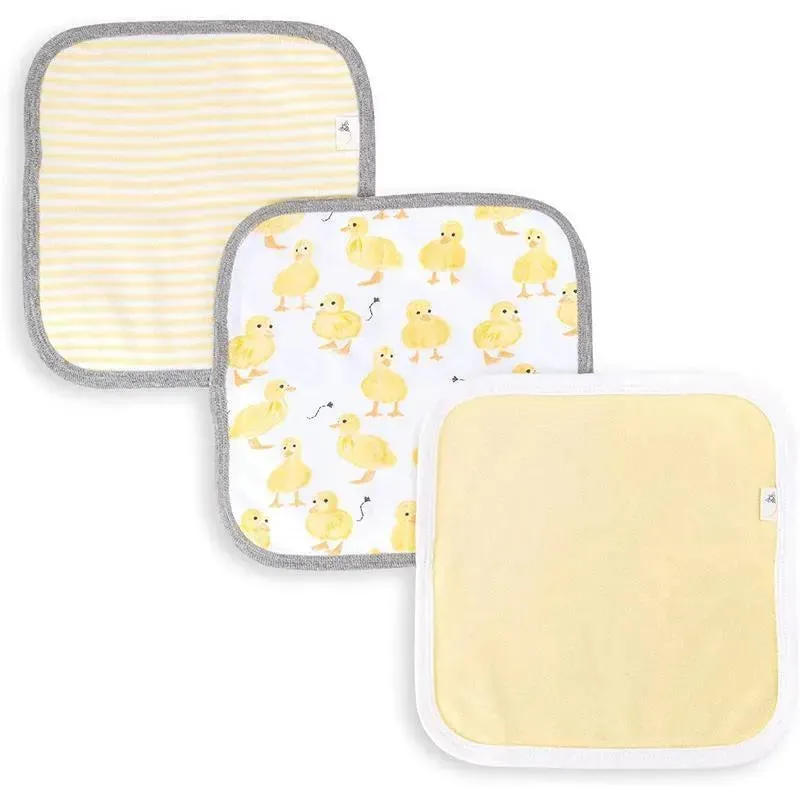 Burts Bees - 3Pk Little Ducks Baby Washcloths, Double Cream
