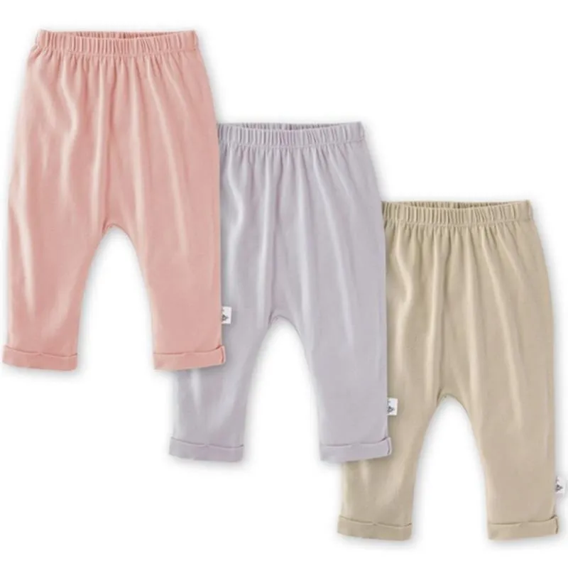 Burts Bees - 3Pk Organic Cotton Baby Harem Pants, Pink Sand