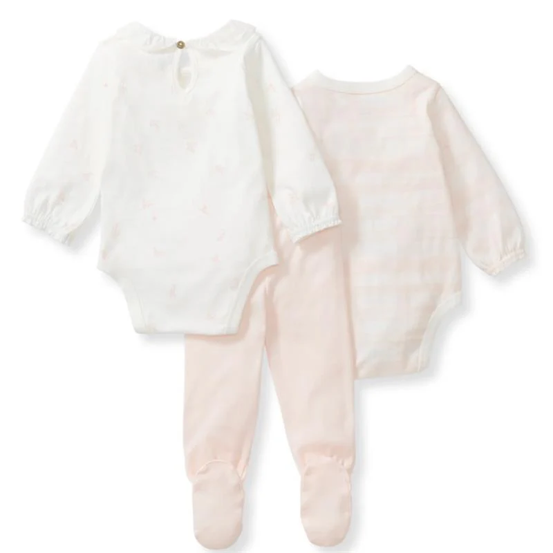 Burts Bees 3Pk Origami Baby Girl Bodysuit & Pants Set - Image 3