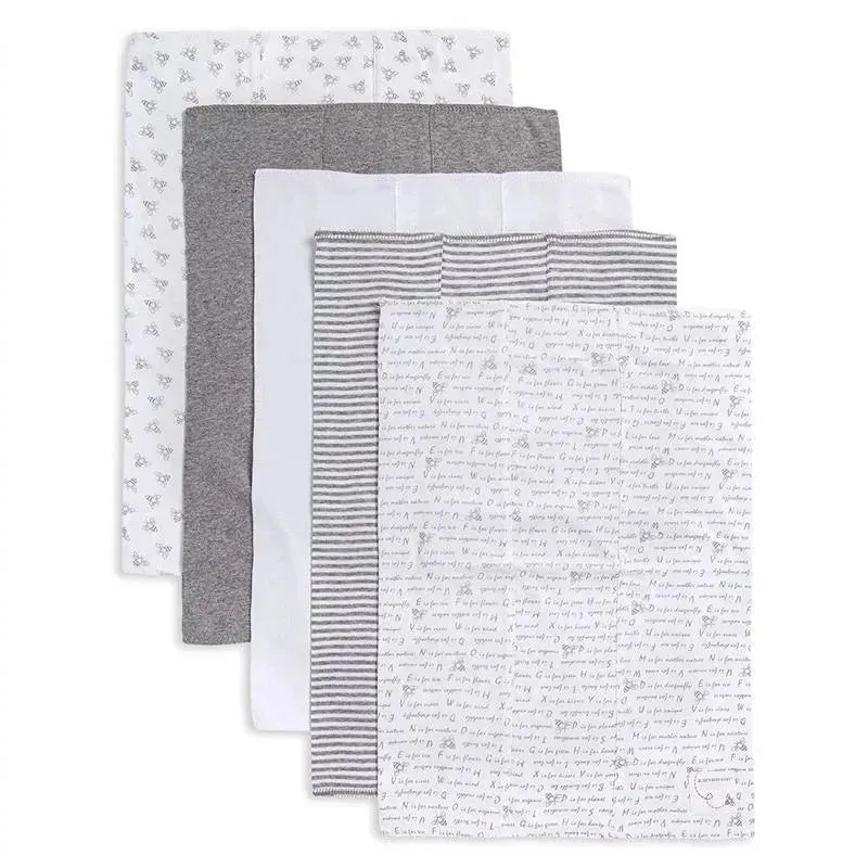 Burt's Bees - 5 Pk Burp Cloth, Heather Grey, One Size