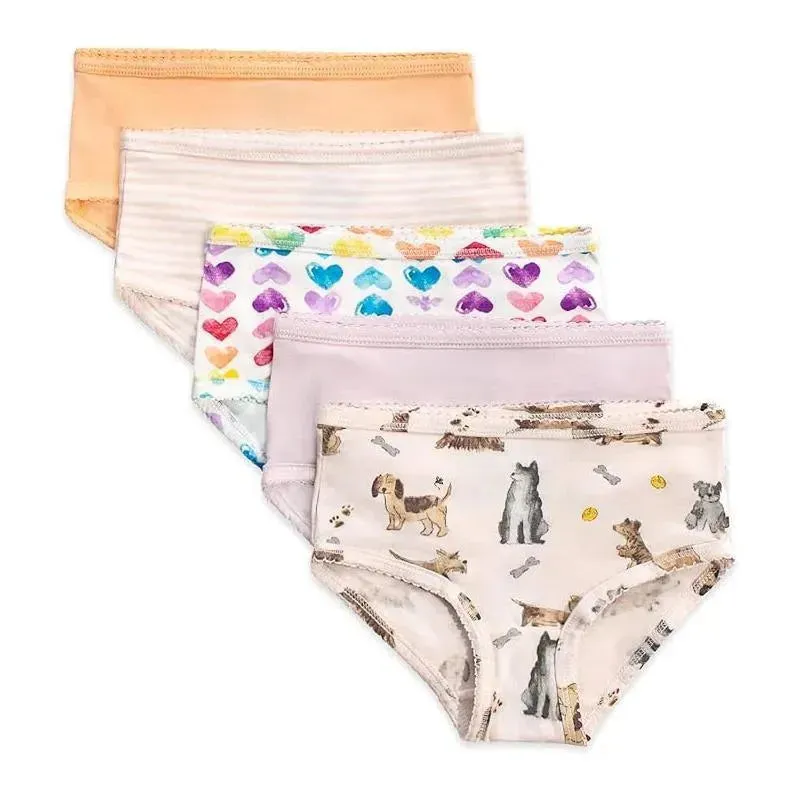 Burts Bees - 5Pk Puppy Party & Rainbow Hearts Underwear, Puppy Party