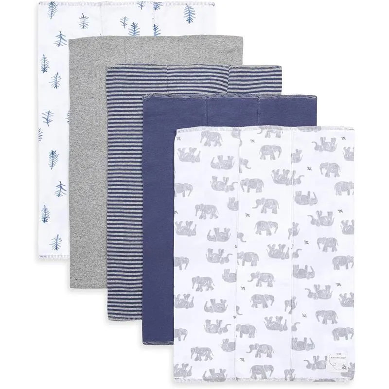 Burts Bees - 5Pk Wandering Elephants Burp Cloths