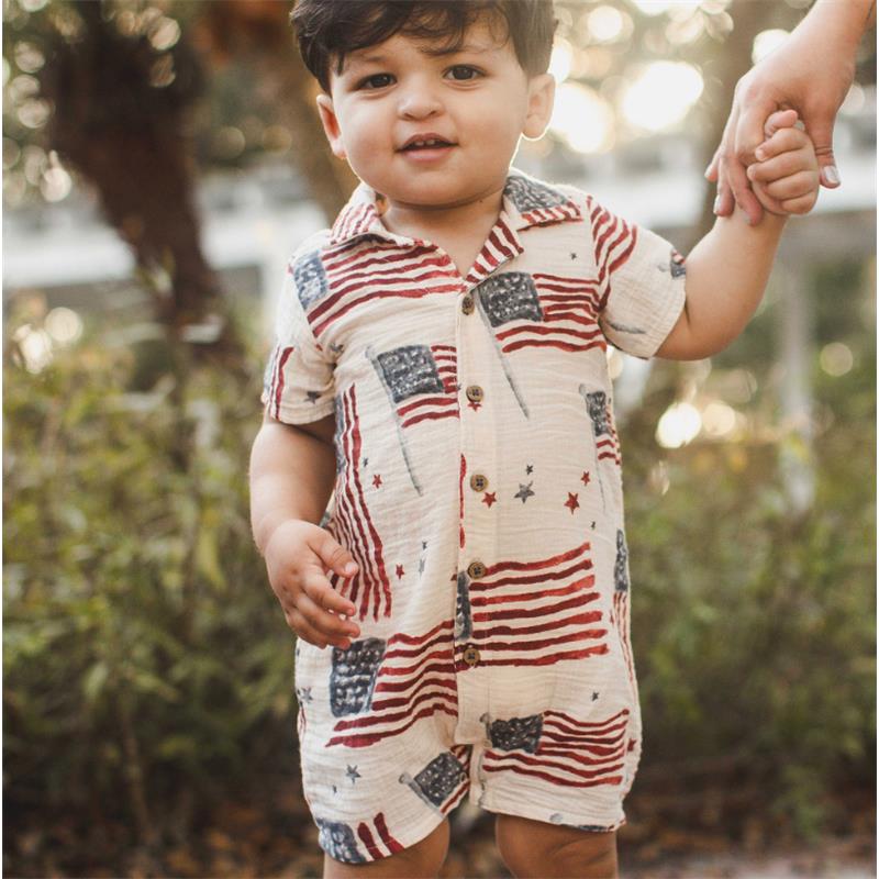 Burts Bees American Flag Baby Boy Romper - Image 2